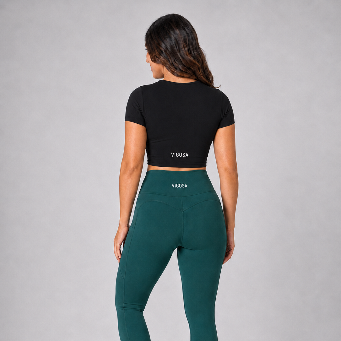 Eco Short-Sleeve Crop Top – Black – alternate view 3
