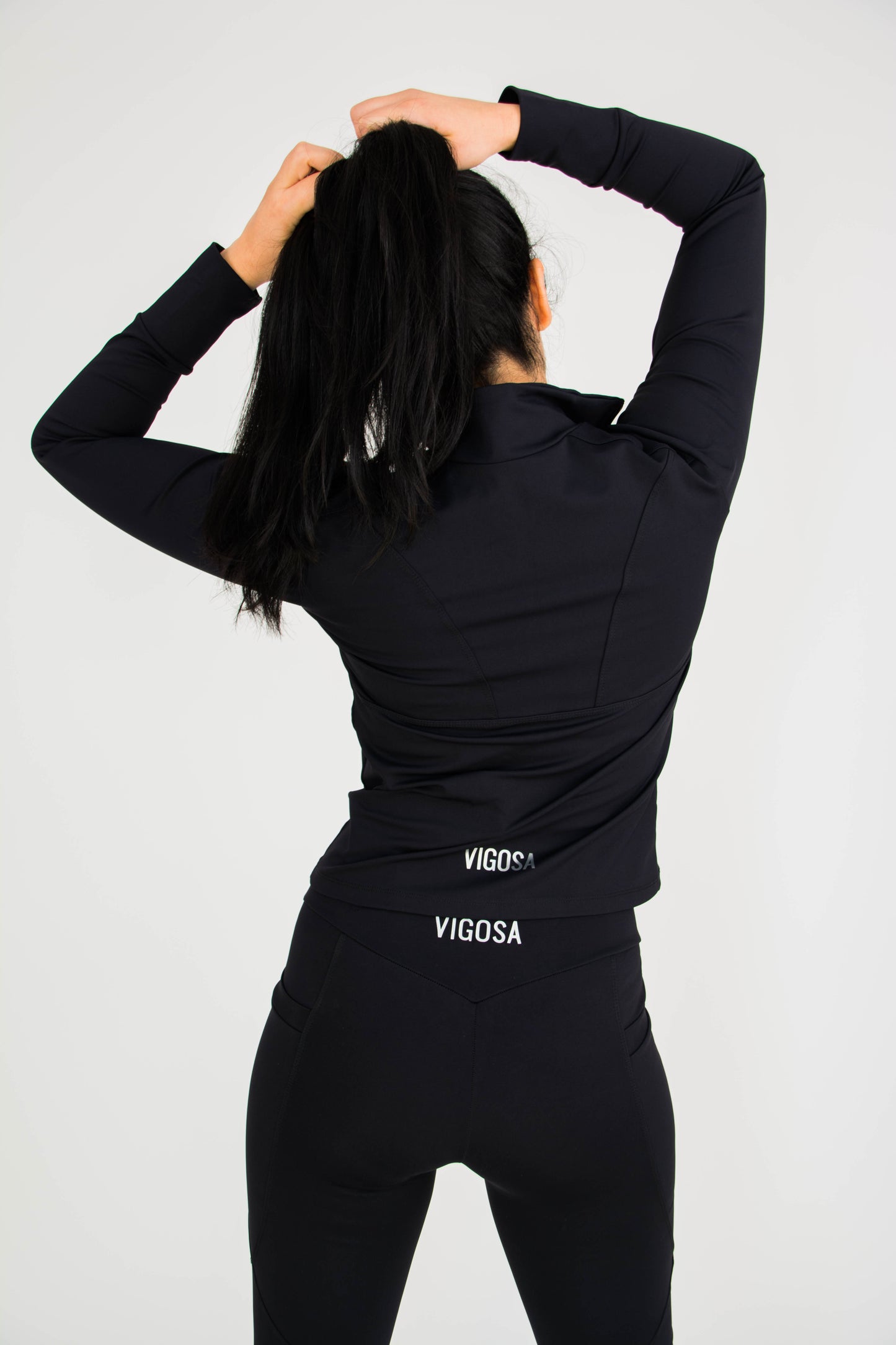 Sustainable activewear black jacket | back