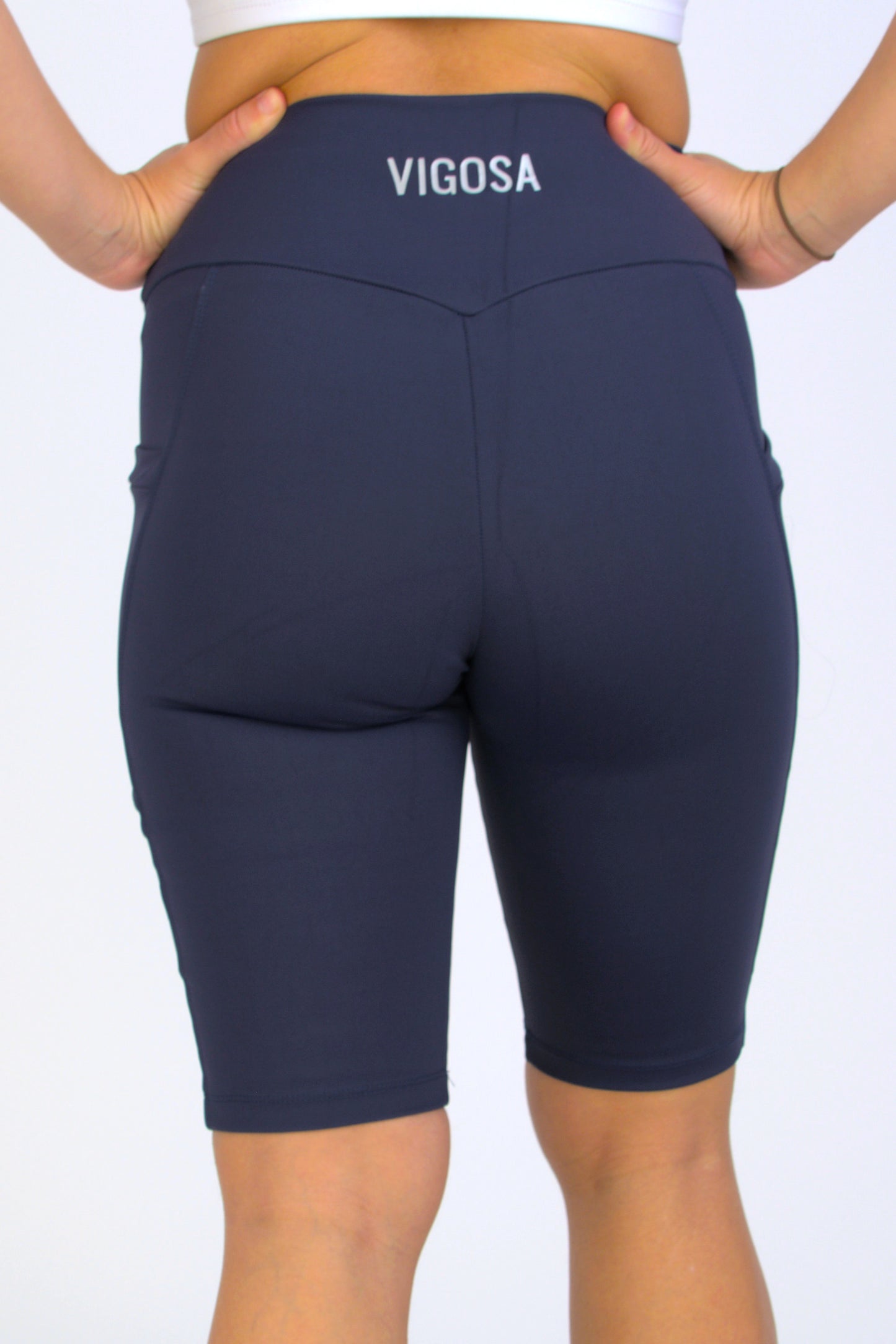 Hight waisted Biker Shorts with pocket - Navy