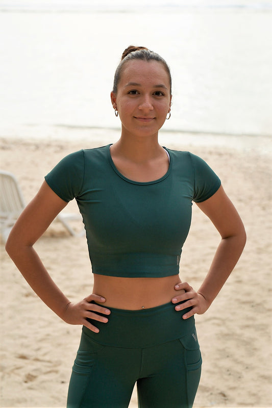 Eco Short Sleeve Crop Top - Forest Green