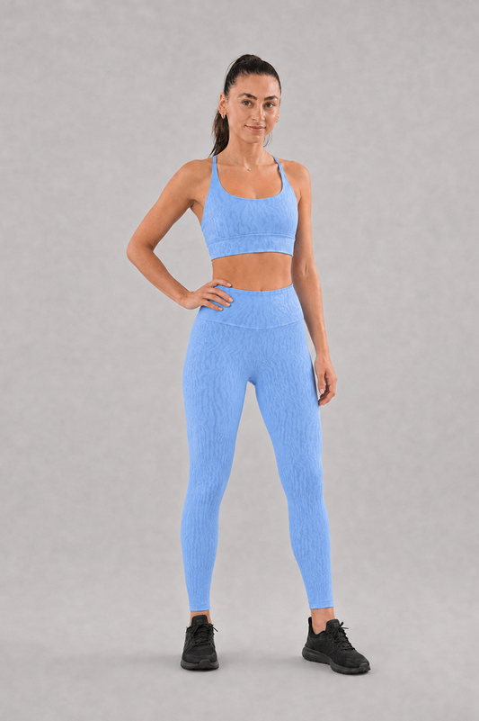Aria Shiny Tiger Tights β Sky Blue β product view