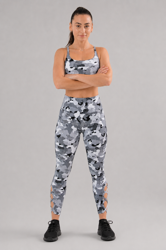 Jazil Camo Leggings – White/Black – product view