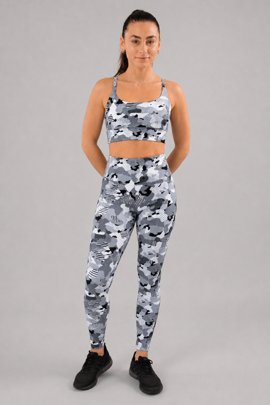 Aria Camo Leggings – White/Black – product view