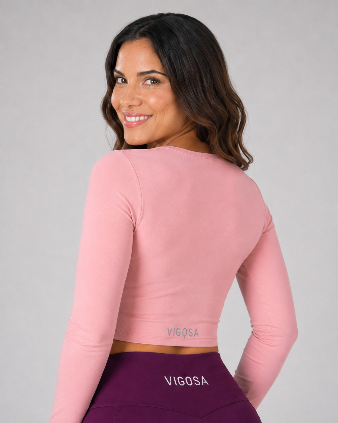 Eco Cross-Front Long-Sleeve Crop Top – Violet
