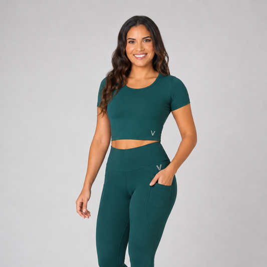 Eco Short-Sleeve Crop Top – Forest