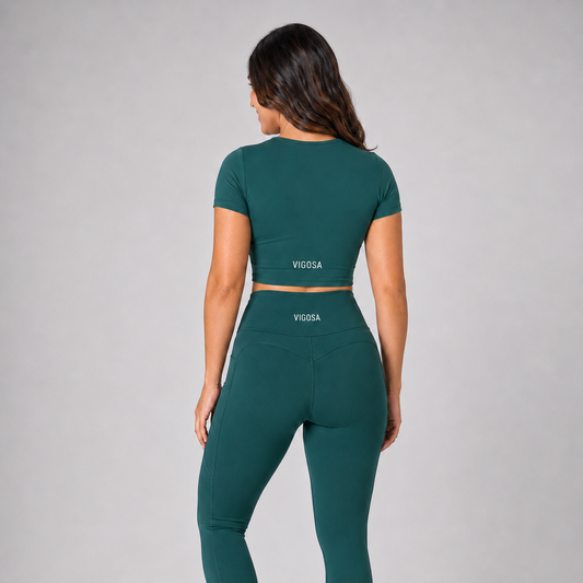 Eco Short-Sleeve Crop Top – Forest – alternate view 3