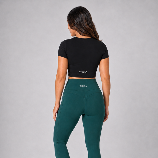 Eco Short-Sleeve Crop Top – Black – alternate view 3