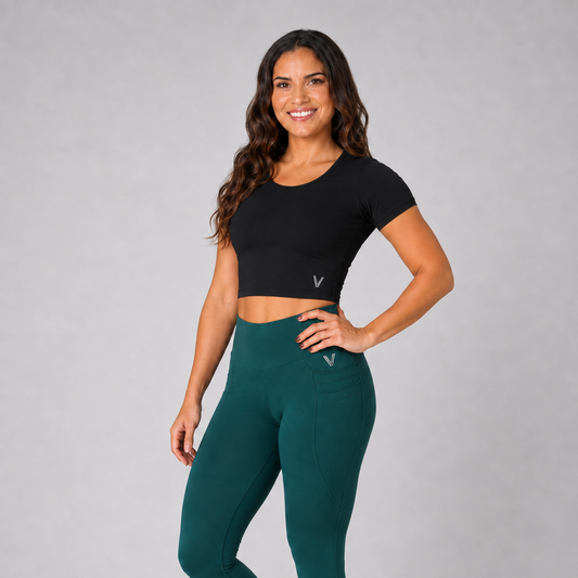 Eco Short-Sleeve Crop Top – Black