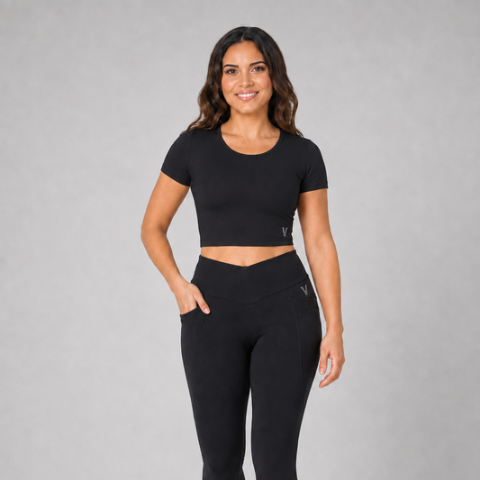 Eco Short-Sleeve Crop Top – Black