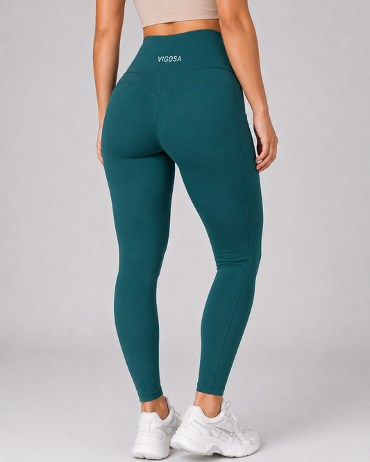High-Waisted Training Tights with Pockets – Forest – alternate view 4