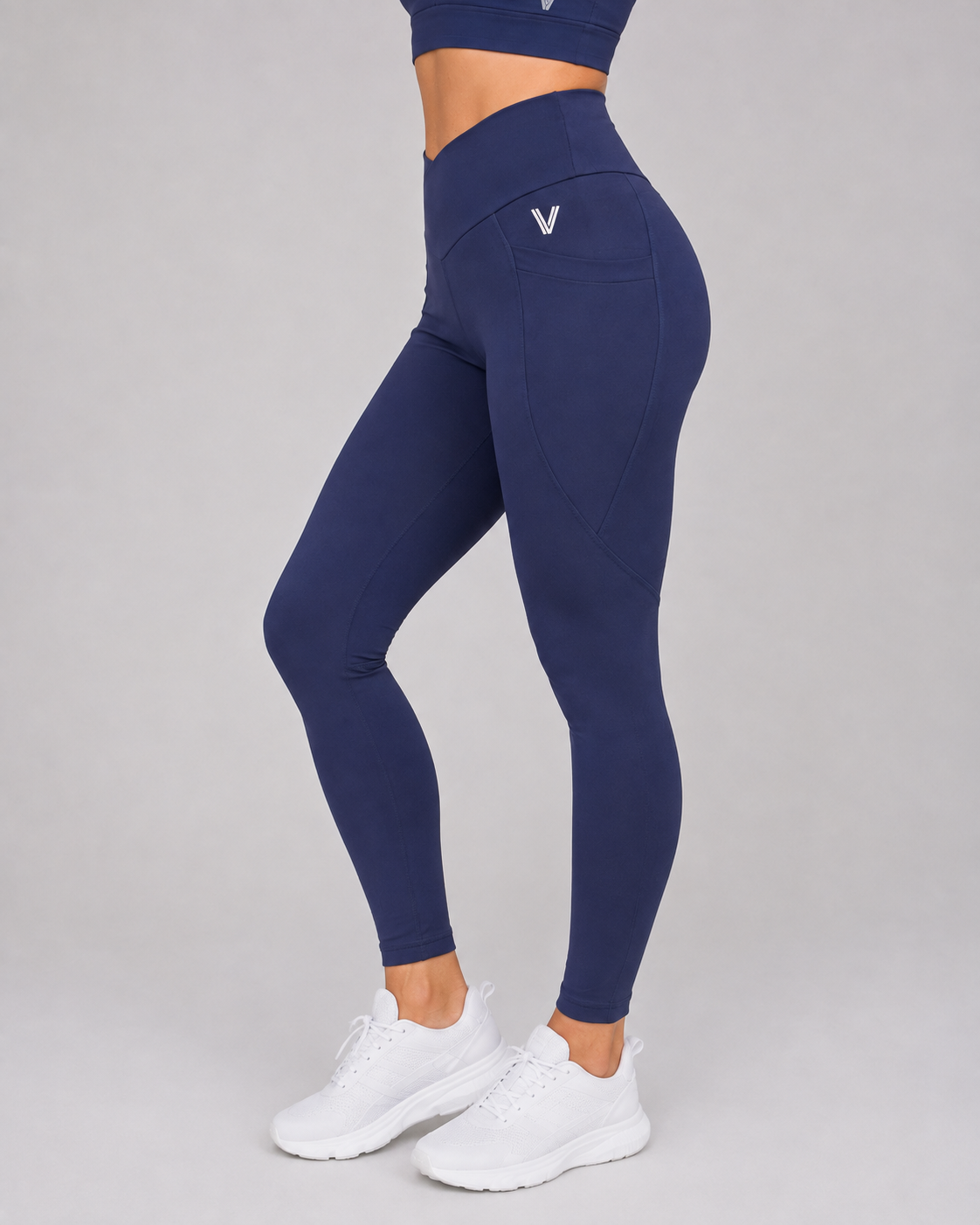 V-Waist Power Tights with Pockets – Navy – alternate view 3