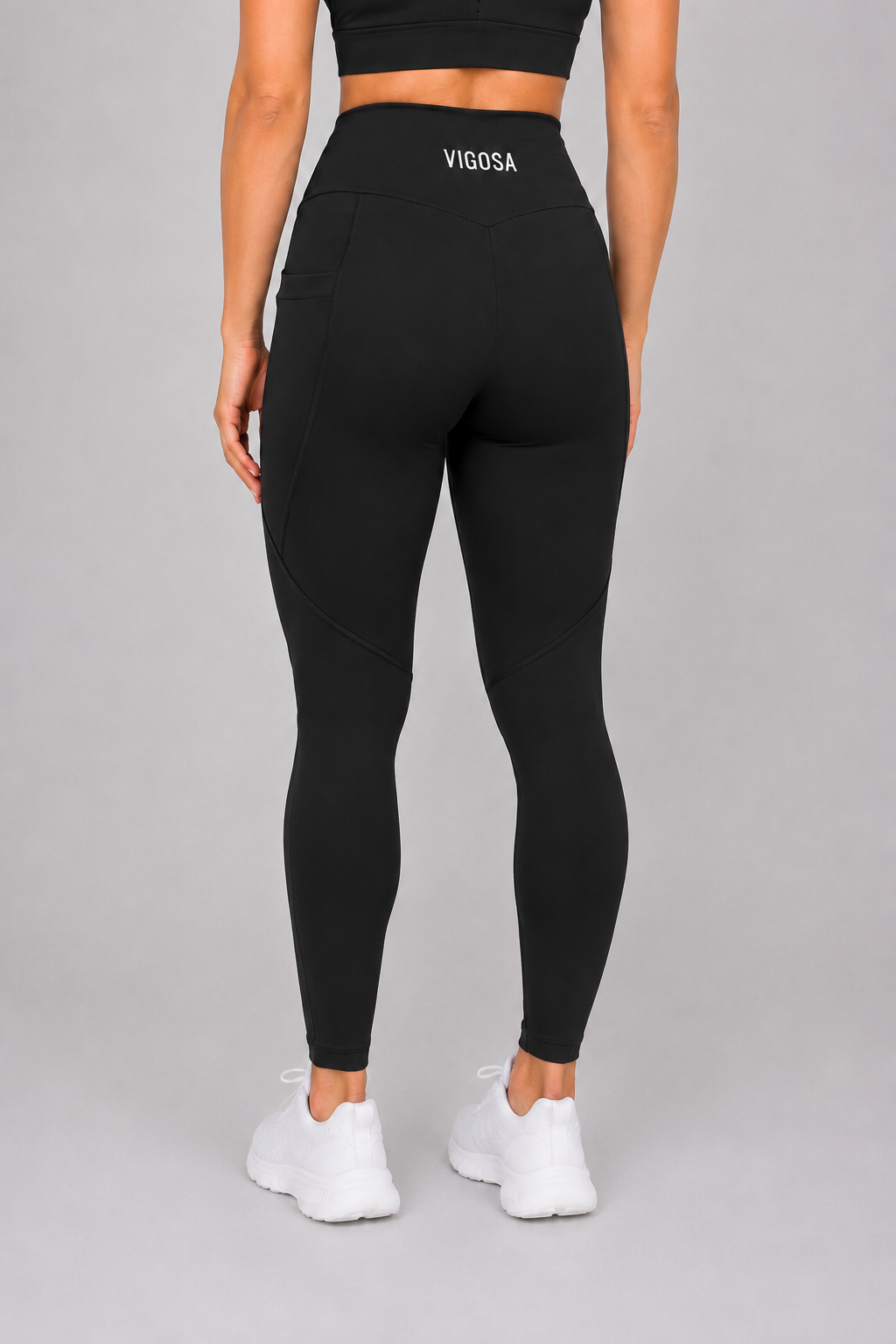 V-Waist Power Tights with Pockets – Black – alternate view 3