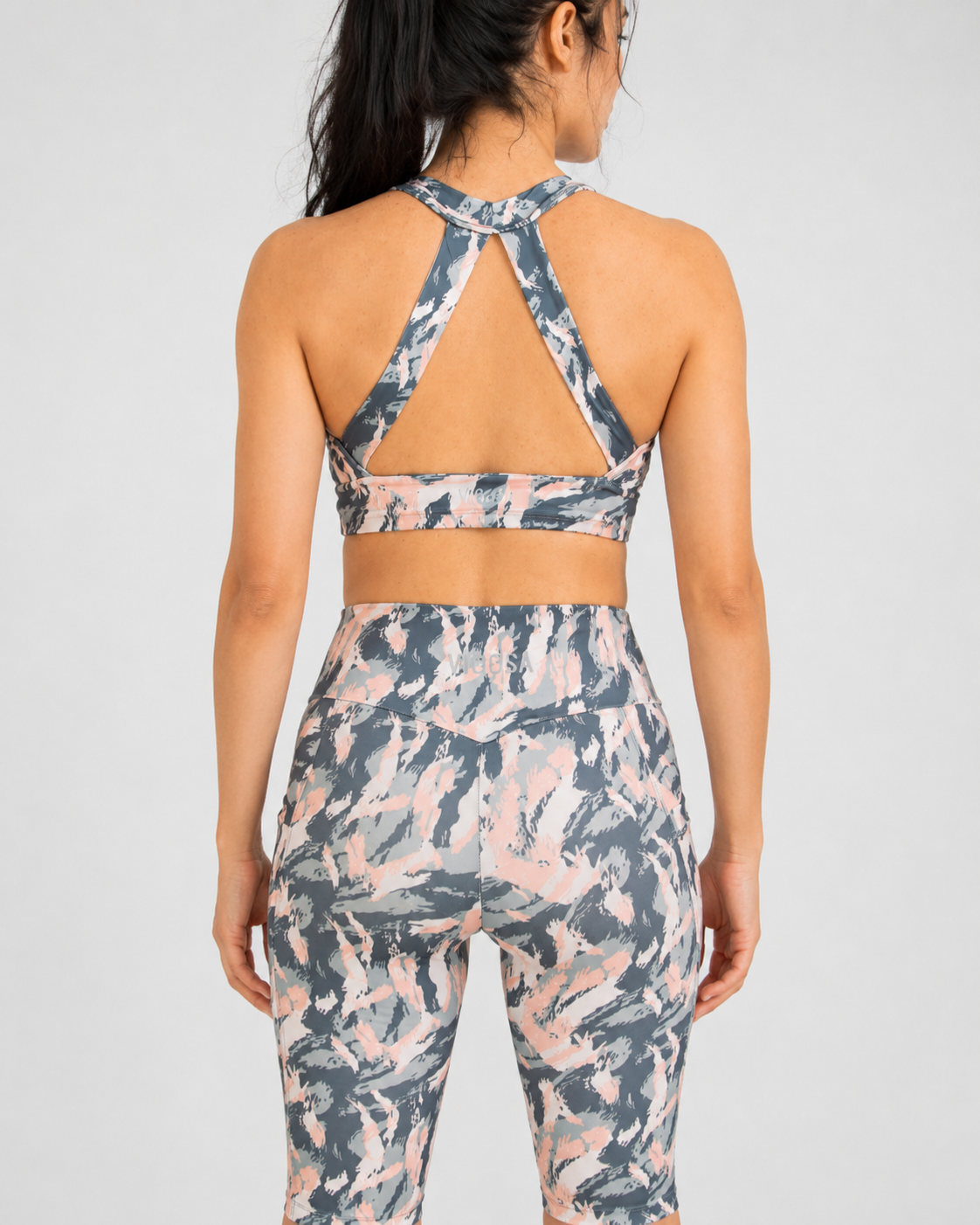 High-Waisted Biker Shorts with Pockets – Pastel Camo – alternate view 4