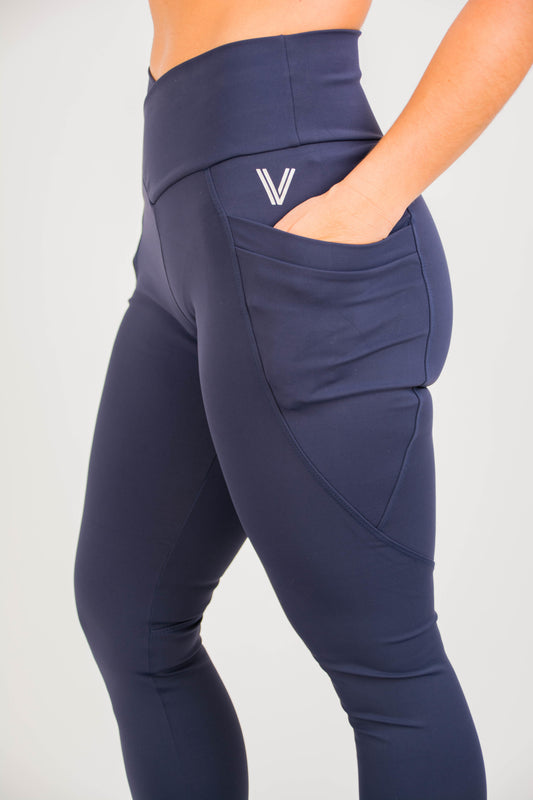 V-Waist Power Tights with pockets – Navy