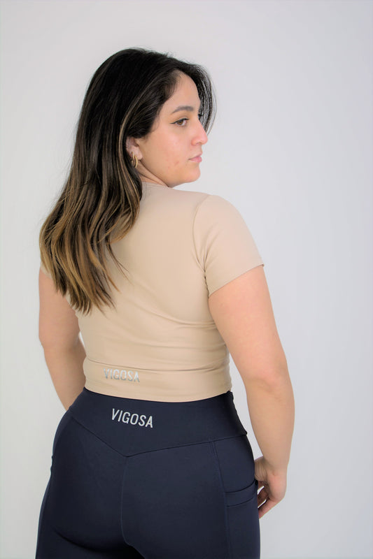 Eco Short Sleeve Crop Top - Sand