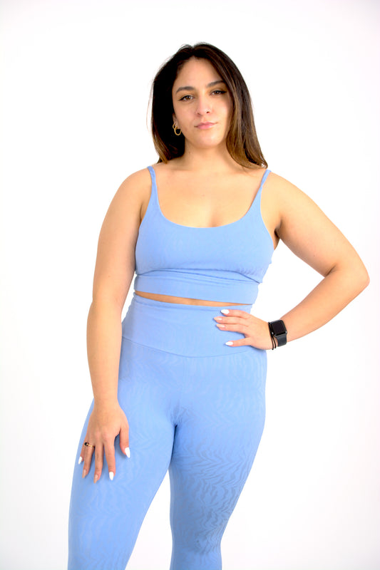 Aria Shiny Tiger Tights - Sky Blue