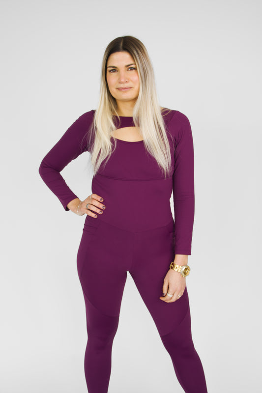 Long Sleeve Jumpsuit with pockets - Purple