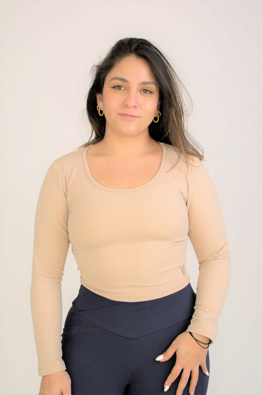 Eco Long Sleeve Crop Top - Sand