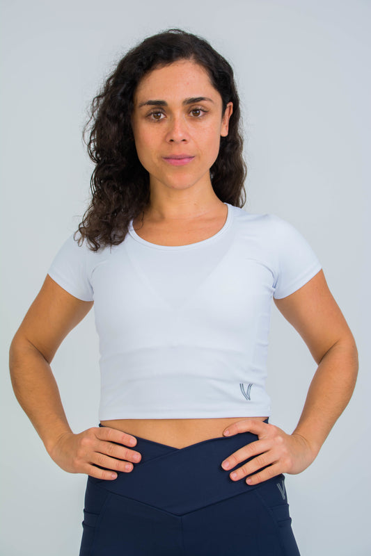 Eco Short Sleeve Crop Top - White