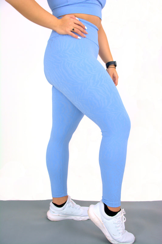 Aria Shiny Tiger Tights - Sky Blue