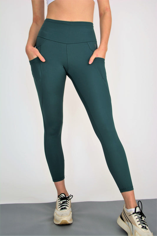 Hight waisted Training Tights with pockets – Forest