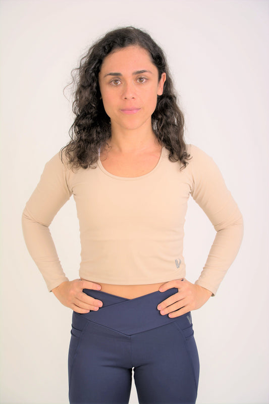 Eco Long Sleeve Crop Top - Sand
